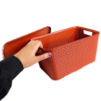 Caixa Organizadora Rattan Cesto Terracota Com Tampa 7 Litros - 3