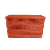 Caixa Organizadora Rattan Cesto Terracota Com Tampa 7 Litros - 7