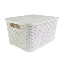 Caixa Organizadora Rattan Cesto Com Tampa 15 Litros Branco - 1