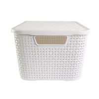 Caixa Organizadora Rattan Cesto Com Tampa 15 Litros Branco