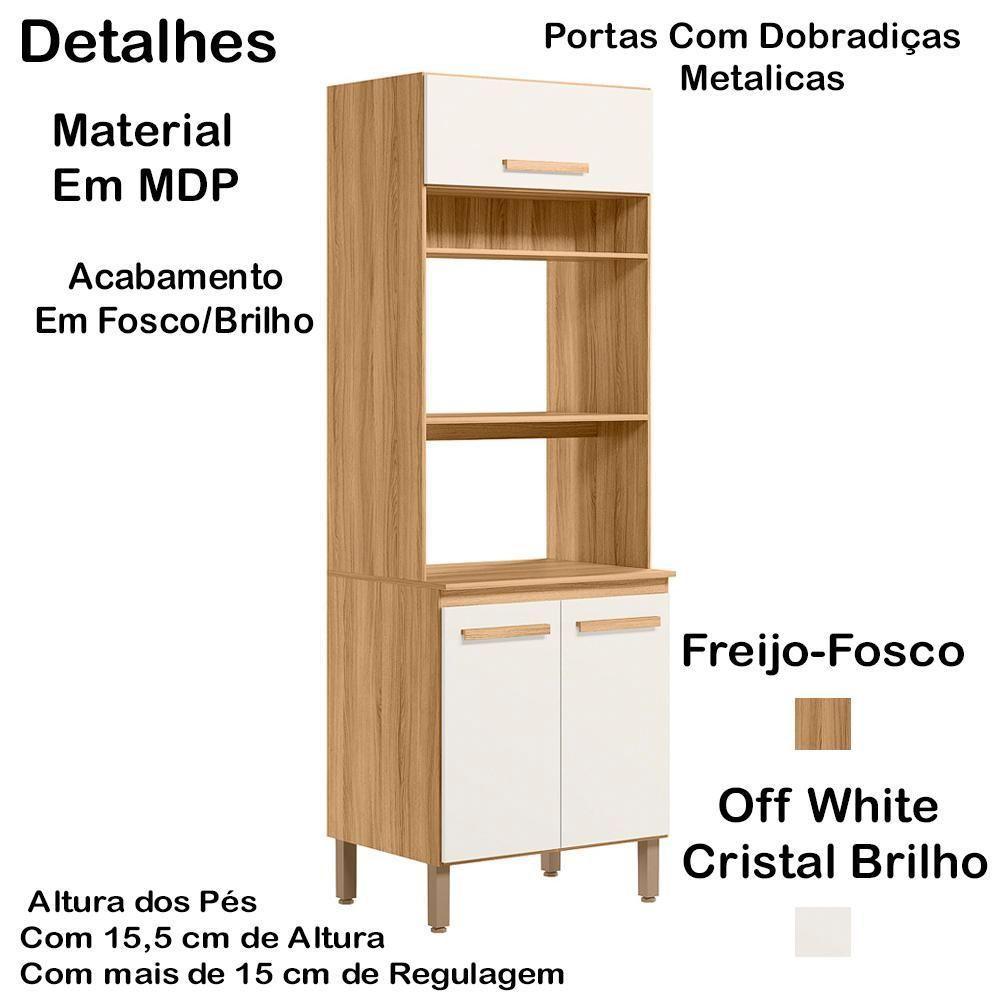 Paneleiro 03 Pt 70 Cm 16994 Freijo Off White Cristal Nicioli Freijo Off White Cristal - 2