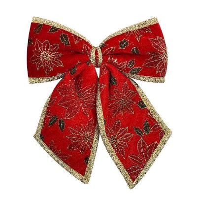 Laço Grande Texturizado Para Enfeite De Natal Vermelho E Dourado
