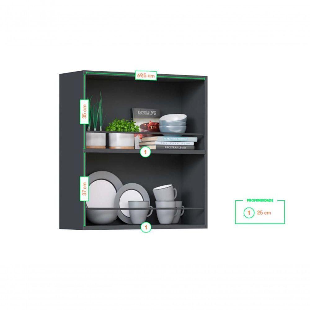 Armário Aéreo Cozinhas Itatiaia Midi Pop Art I3 com Nicho Grafite/Branco - 2