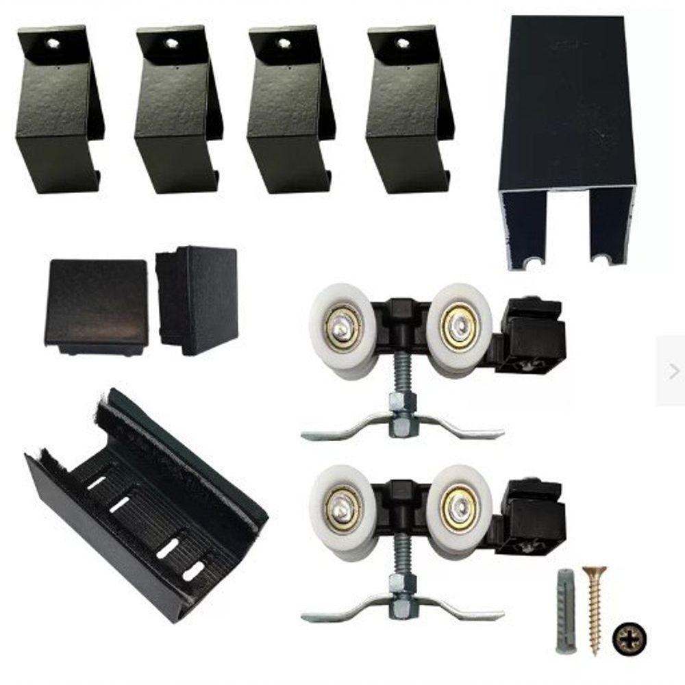 Porta De Correr Verniz Com Kit Alumínio Preto - 210x70 - 5