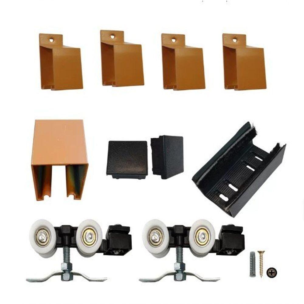 Porta De Correr Branco Prime Com Kit Alumínio Marrom - 210x80 - 3