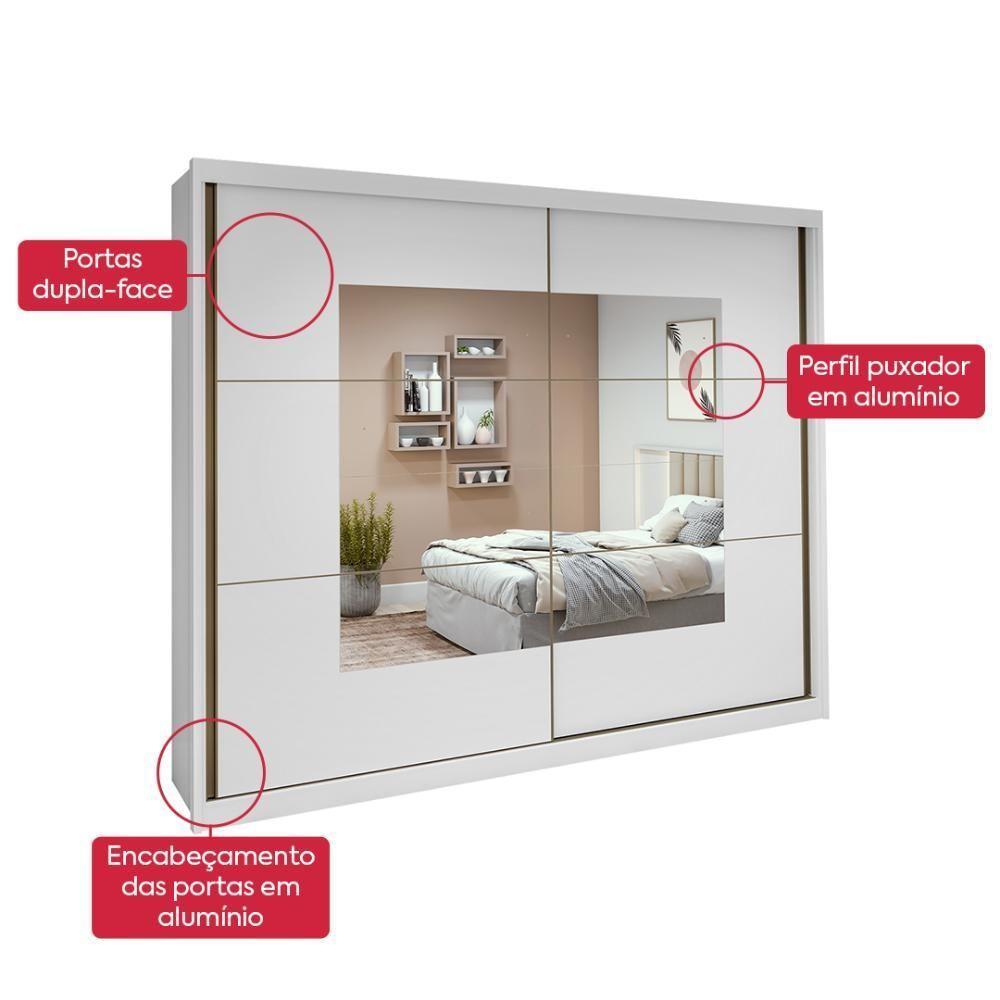 Guarda Roupa Easy Max 2 Portas Com Espelho Branco Lopas - 6