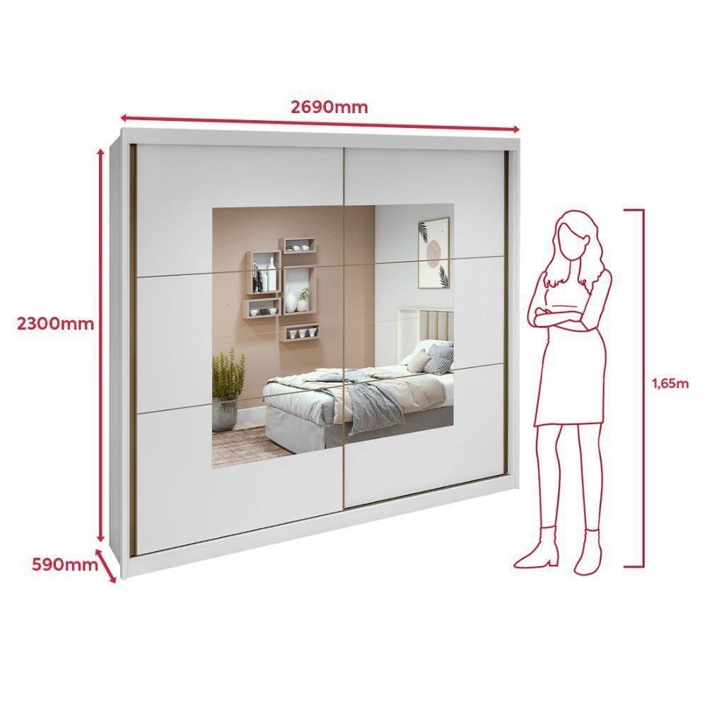 Guarda Roupa Easy Max 2 Portas Com Espelho Branco Lopas - 8