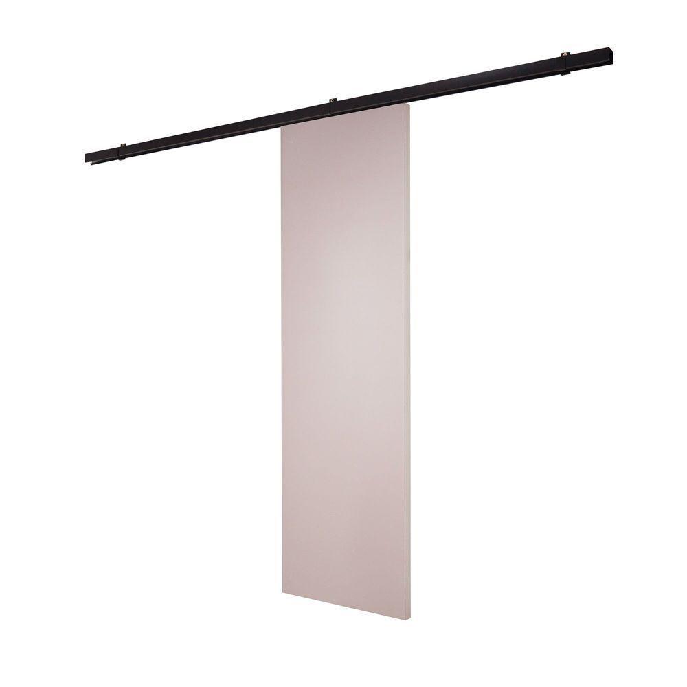 Porta De Correr Branco Prime Com Kit Alumínio Preto - 210x90 - 2