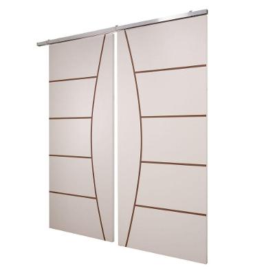 Porta Dupla Branco Prime Frisada Kit Alumínio F09 - 210x140