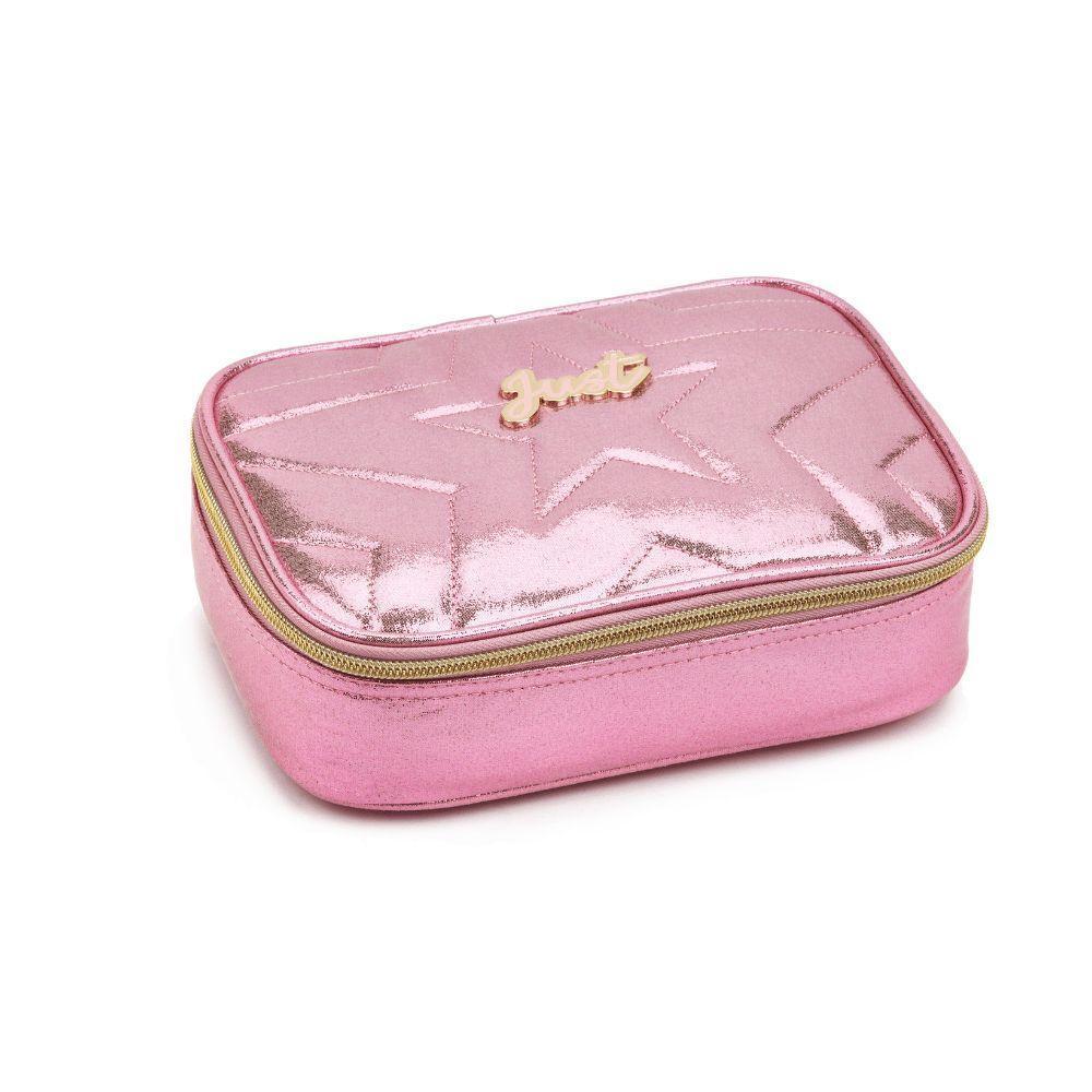 Kit Mochila De Rodinhas + Lancheira + Estojo Box Just Estrelas Denlex Rosa - 2