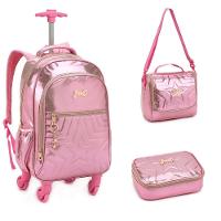 Kit Mochila De Rodinhas + Lancheira + Estojo Box Just Estrelas Denlex Rosa - 1
