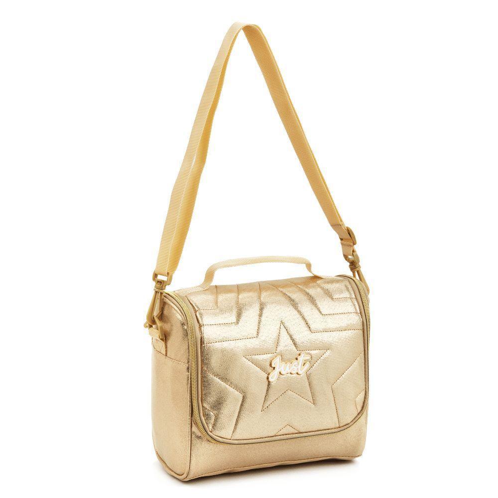 Kit Mochila De Rodinhas + Lancheira + Estojo Box Just Estrelas Denlex Dourado - 3