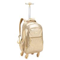 Kit Mochila De Rodinhas + Lancheira + Estojo Box Just Estrelas Denlex Dourado - 4