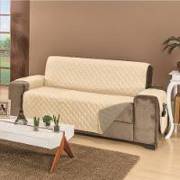 Protetor De Sofá Dupla Face Manu 3 Lugares King - Cáqui/palha. - 1