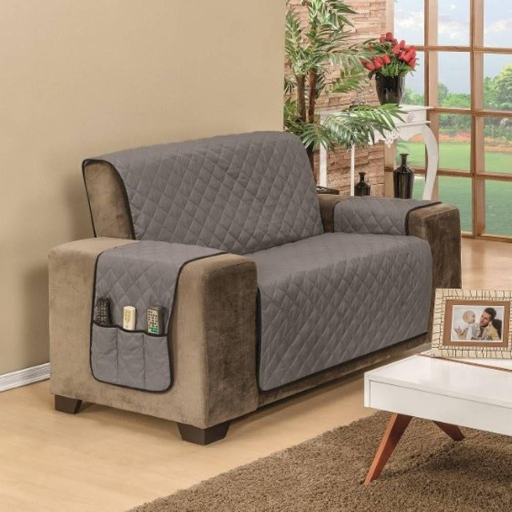 Protetor De Sofá Dupla Face Manu 2 Lugares King - Preto/ Cinza. - 3