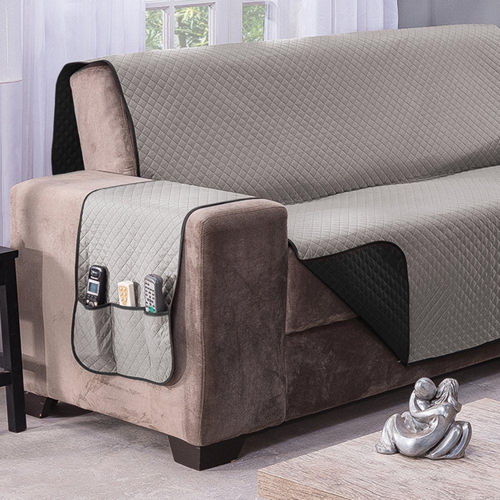 Protetor De Sofá Dupla Face Impermeável Mr 2 Lugares - Preto/cinza. - 2