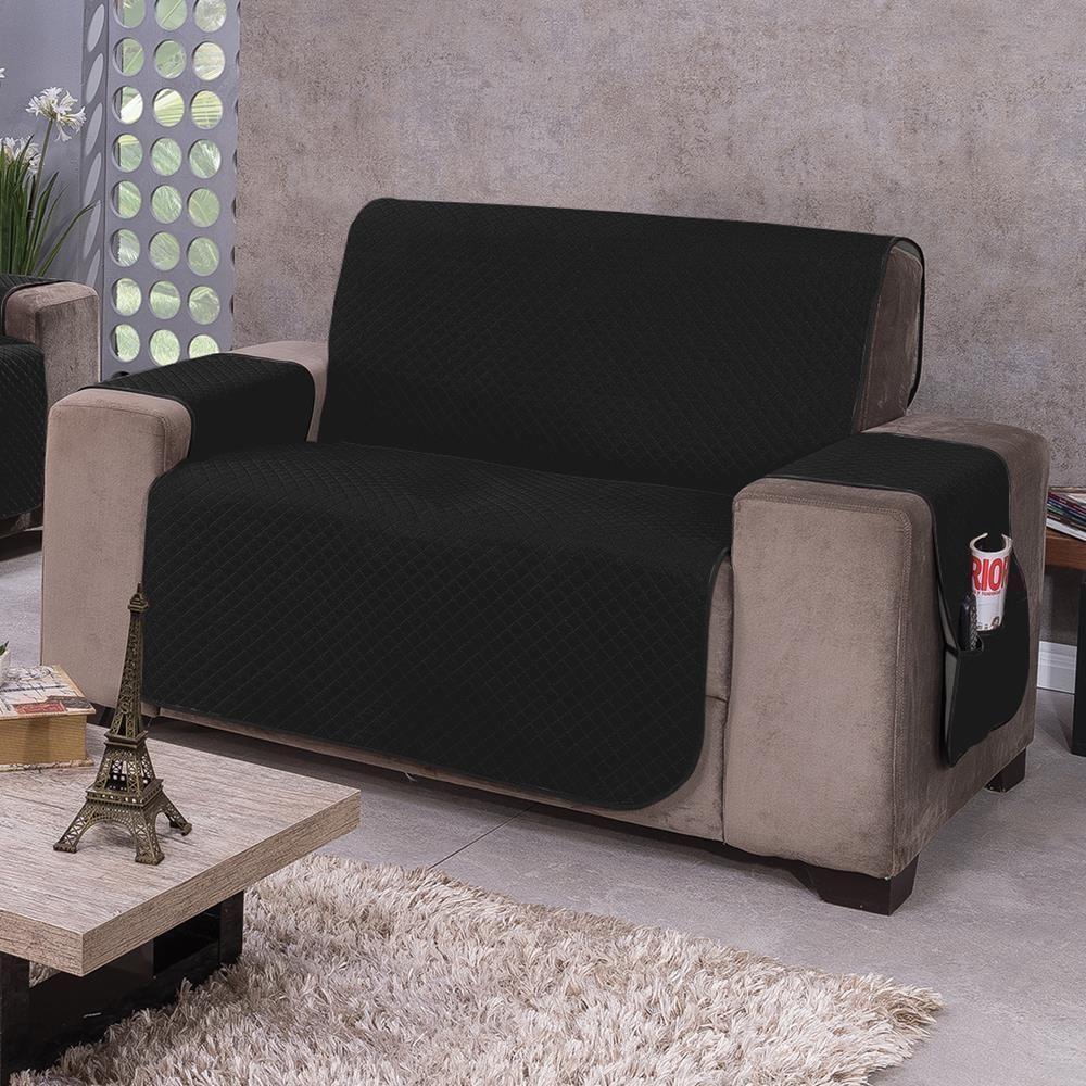 Protetor De Sofá Dupla Face Impermeável Mr 2 Lugares - Preto/cinza. - 5