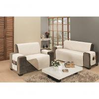 Protetor De Sofá Dupla Face Impermeável Mr 2 E 3 Lugares - Cáqui/palha - 2