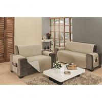 Protetor De Sofá Dupla Face Impermeável Mr 2 E 3 Lugares - Cáqui/palha