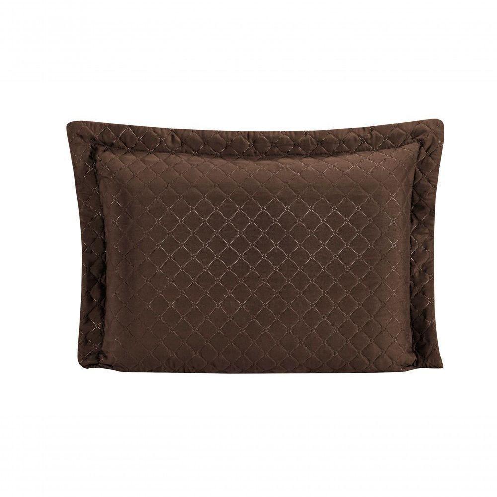 Porta Travesseiro Com Debrum Requinte Liso 01 Peça - Marrom - 3