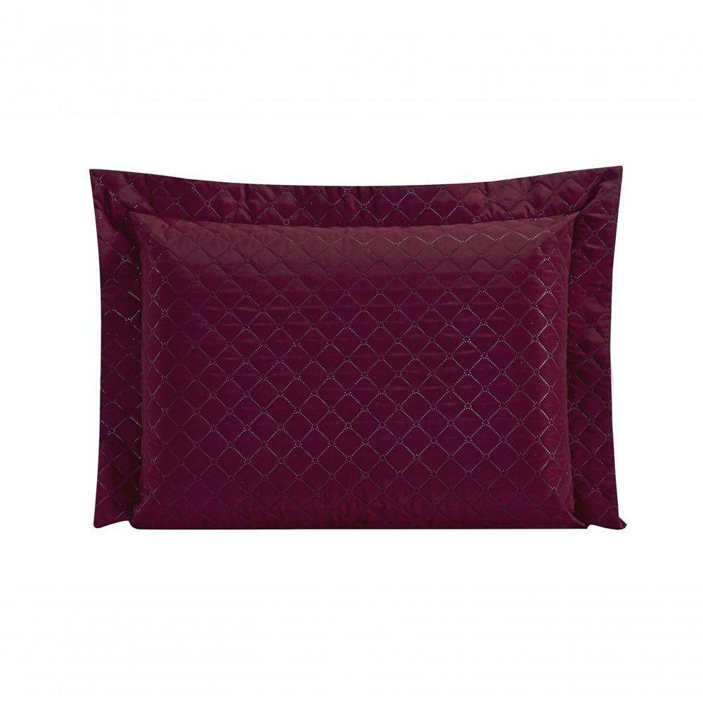 Porta Travesseiro Com Debrum Requinte Liso 01 Peça - Vinho - 1
