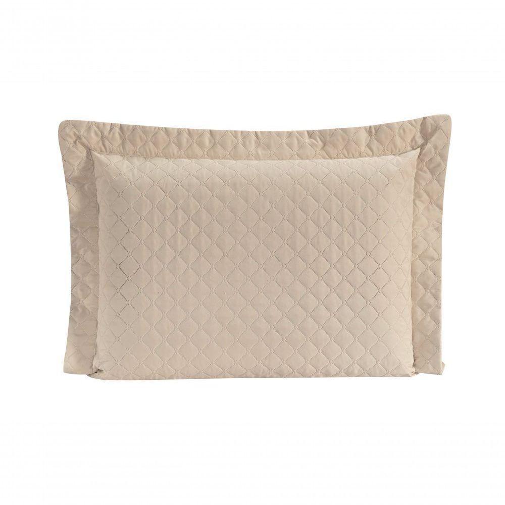 Porta Travesseiro Com Debrum Requinte Liso 01 Peça - Bege - 1