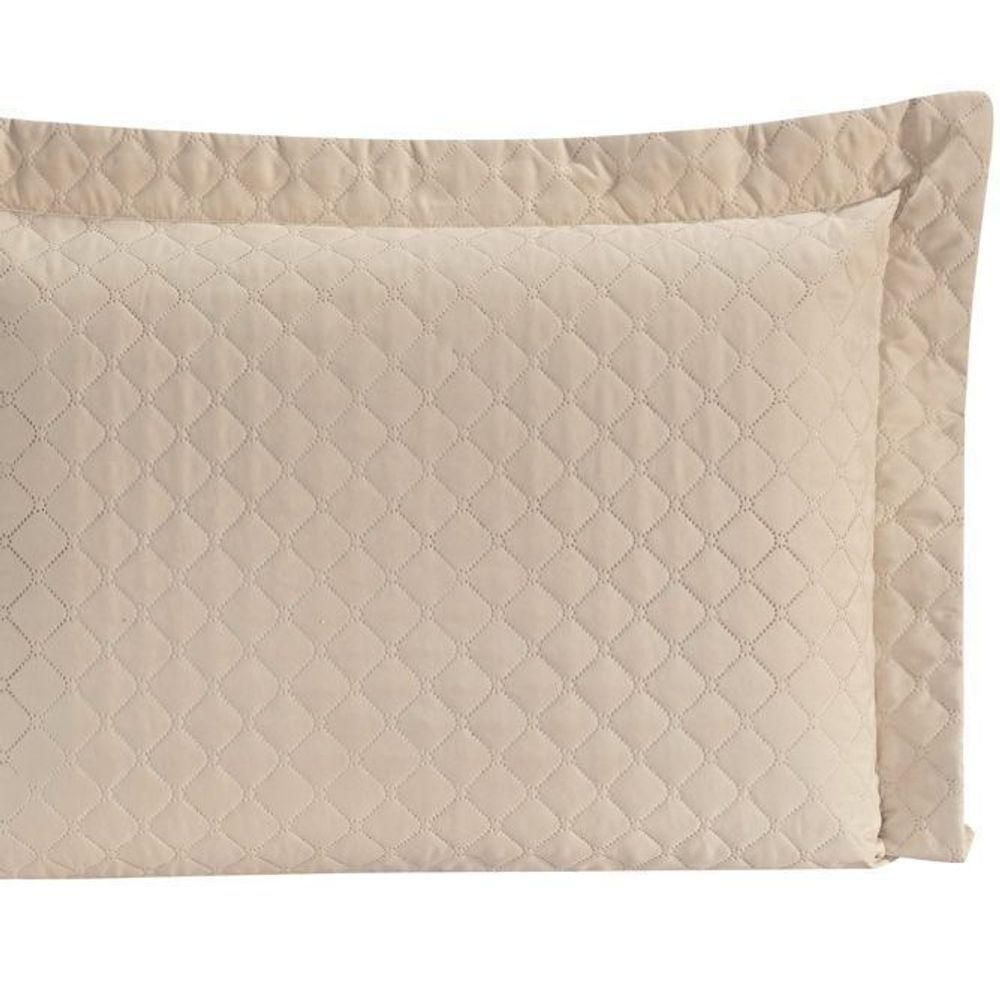 Porta Travesseiro Com Debrum Requinte Liso 01 Peça - Bege - 2