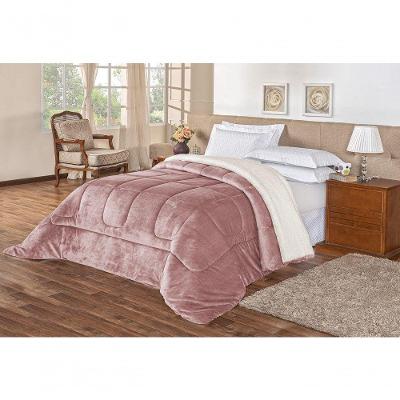 Coberdrom Pele De Carneiro Sherpa Everest Casal Padrão 01 Peça - Rosê