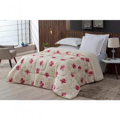 Coberdrom Sherpa/percal 180 Fios Estampado Queen Gran Moratta 01 Peça - Floral Rose.
