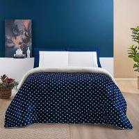Coberdrom Estampado Sherpa E Flannel Petit Poá King 01 Peça Manta Alta 150g - Marinho. - 6