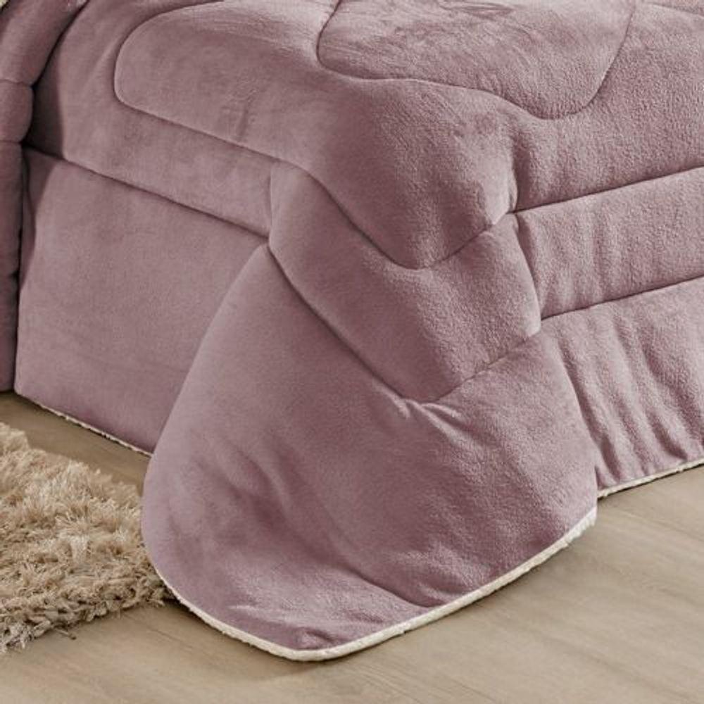 Edredom Coberdrom Sherpa-manta Queen Conforto 01 Peça Cor:rosa - 7
