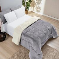 Coberdrom Sherpa E Flannel Everest Solteiro Manta Alta 150g 01 Peça - Cinza - 2