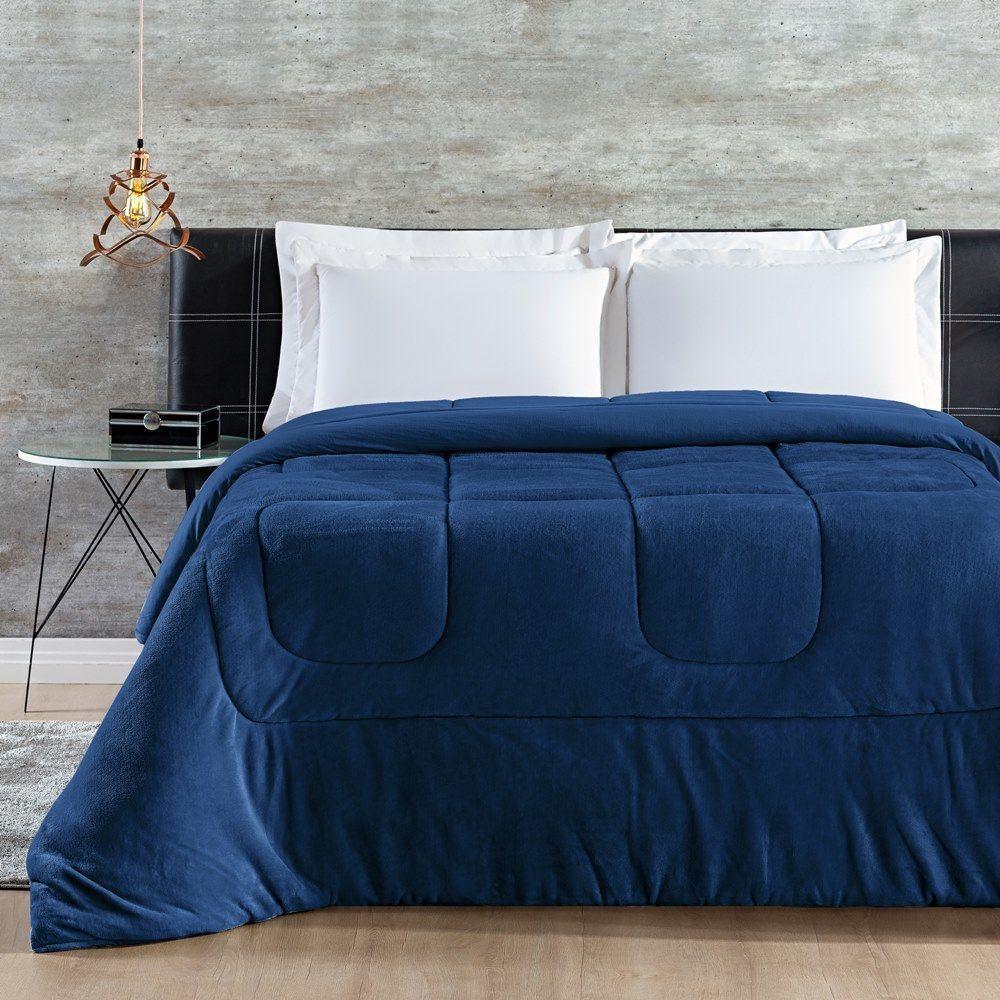 Coberdrom 100% Algodão Malha Com Manta Microfibra Queen 01 Peça - Marinho - 4