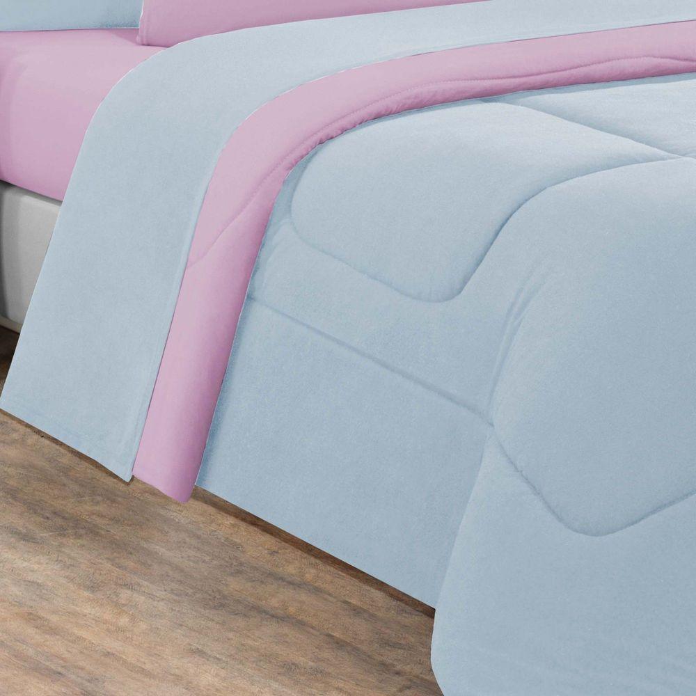 Edredom Malha 100% Algodão Gran Moratta 1 Peça Solteiro - Azul Bebê-rosa Bebê. - 2