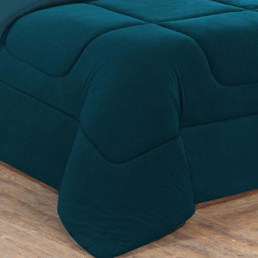 Edredom Malha 100% Algodão Gran Moratta 1 Peça Queen - Azul Petróleo-azul Petróleo - 3