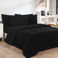 Kit Edredom Malha 100% Algodão Gran Moratta 3 Peças Queen - Preto-preto. - 1