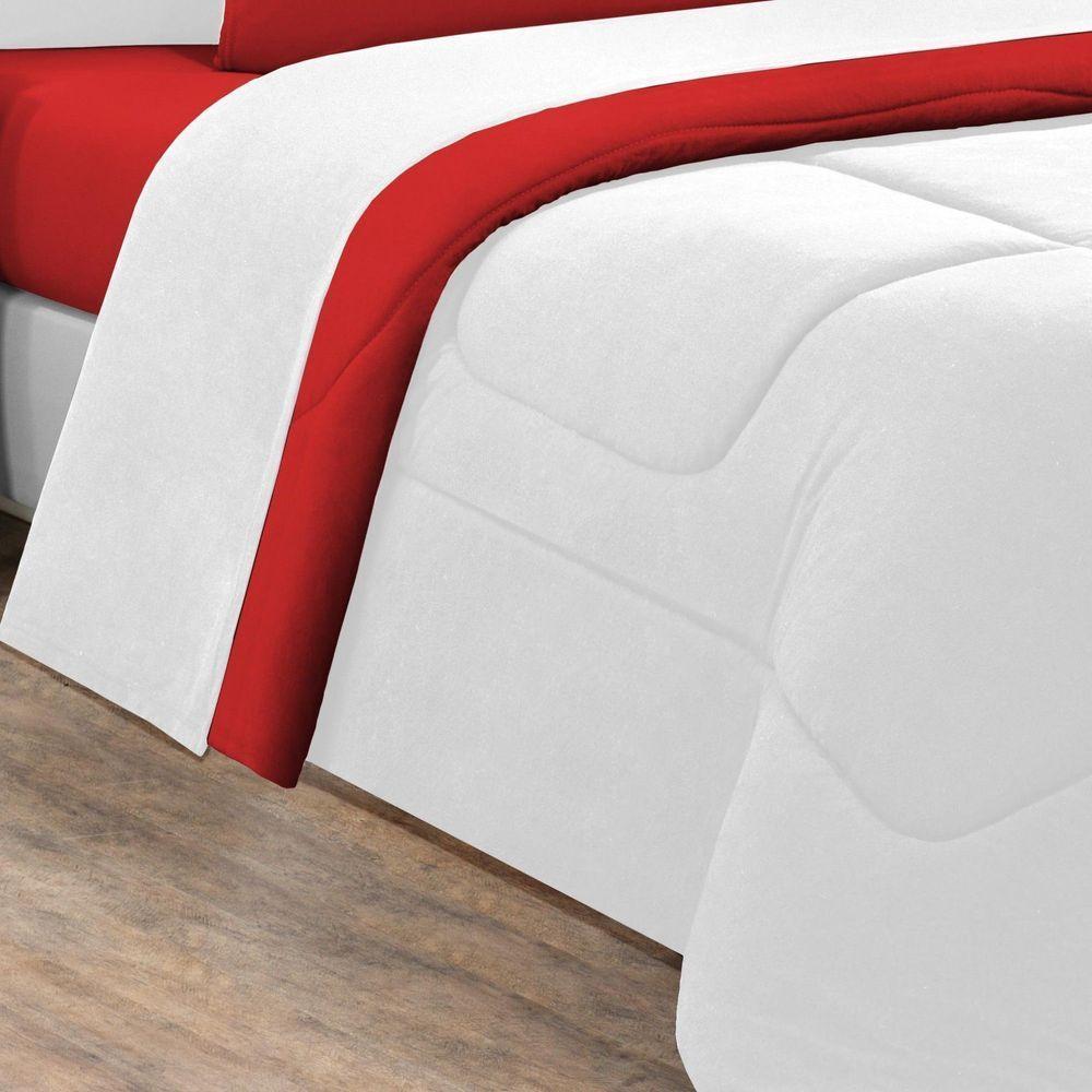 Edredom Malha 100% Algodão Gran Moratta 1 Peça King - Branco-vermelho - 3