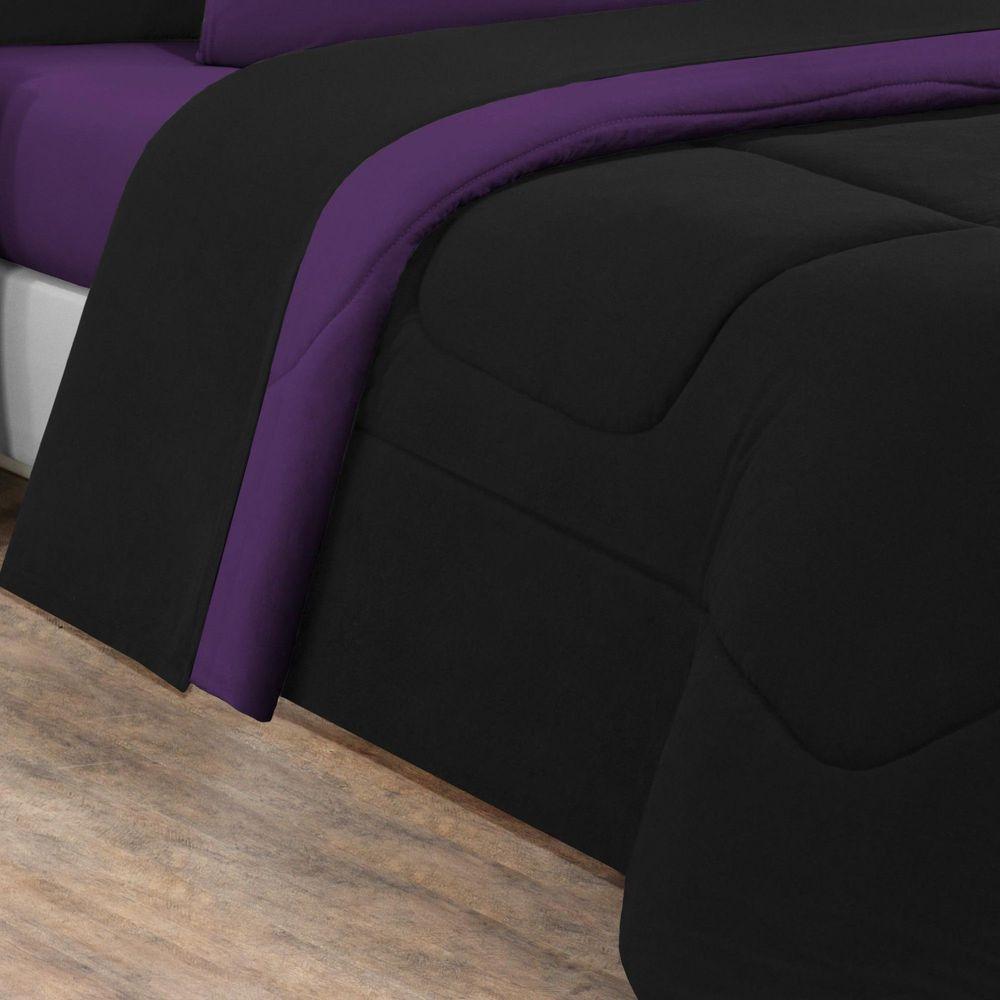 Edredom Malha 100% Algodão Gran Moratta 1 Peça King - Preto-roxo - 3