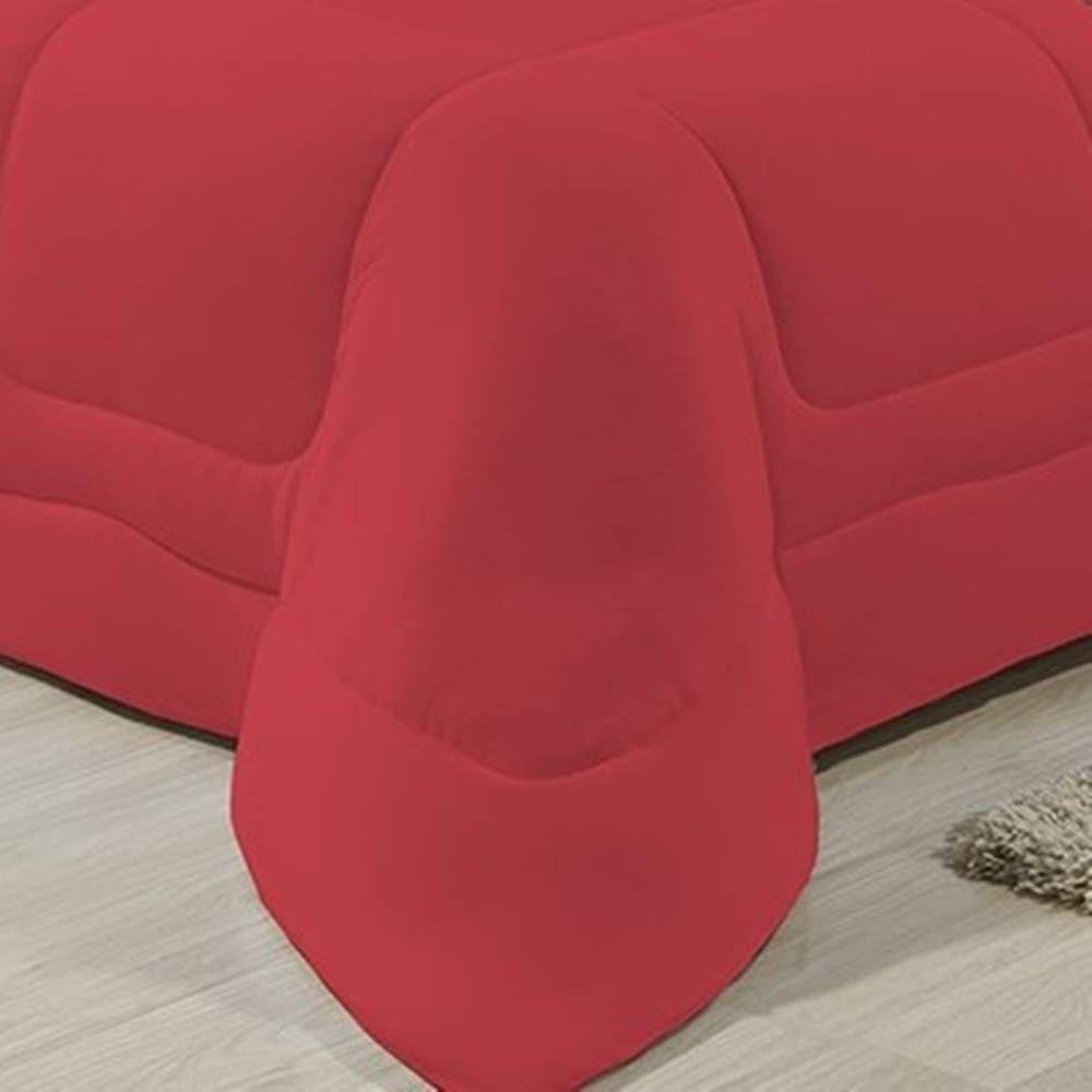 Edredom Dupla Face 100% Algodão Malha Solteiro Gran Moratta 01 Peça - Vermelho- Cinza. - 4