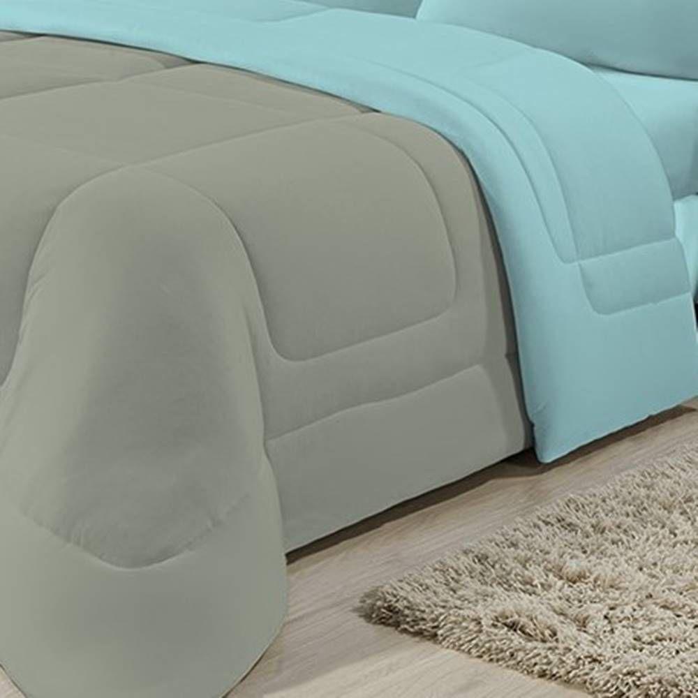 Edredom Dupla Face 100% Algodão Malha Solteiro Gran Moratta 01 Peça - Azul-cinza. - 5