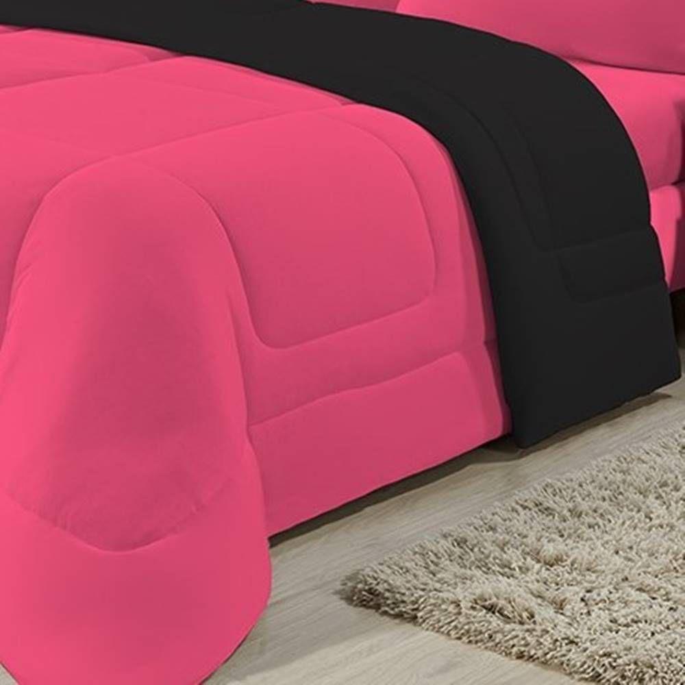 Edredom Dupla Face 100% Algodão Malha Solteiro Gran Moratta 01 Peça - Pink- Preto. - 5