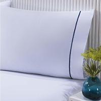 Jogo De Cama Lençol 100% Algodão Percal 150 Fios Casal Gran Moratta 3 Peças - Branco E Azul - 2