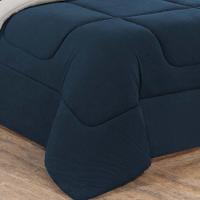 Kit Edredom Malha 100% Algodão Gran Moratta 2 Peças Solteiro - Azul Marinho-palha. - 2