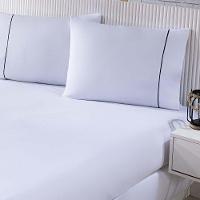 Jogo De Cama Lençol 100% Algodão Percal 150 Fios Queen Gran Moratta 3 Peças - Branco E Cinza - 1