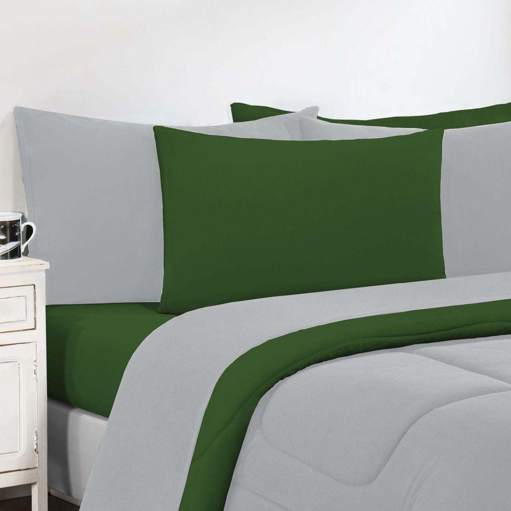 Kit Edredom Malha 100% Algodão Gran Moratta 2 Peças Solteiro - Cinza-verde Bandeira. - 2