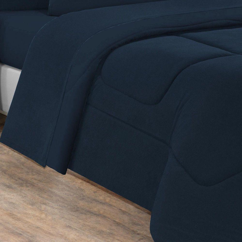 Edredom Malha 100% Algodão Gran Moratta 1 Peça Queen - Azul Marinho-azul Marinho. - 2