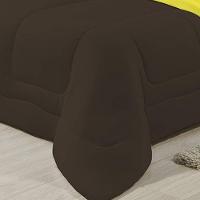 Edredom Dupla Face 100% Algodão Malha King Gran Moratta 01 Peça - Marrom- Amarelo