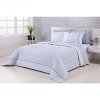 Kit Edredom 100% Algodão Percal 150 Fios Dupla Face Solteiro + Jogo De Cama 5 Peças - Cinza-branco - 6