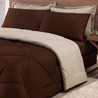 Kit Edredom + Jogo De Lençol Aconchego Look House Dupla Face Casal Queen 06 Peças - Marrom E Caqui - 2
