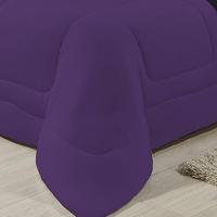 Edredom Dupla Face 100% Algodão Malha Queen Gran Moratta 01 Peça - Preto- Roxo